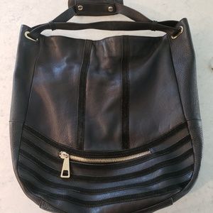 Kelsi Dagger Black Leather  Hobo Bag